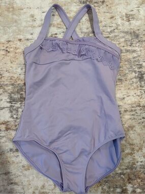 Bloch Lavender Kids leotard with Scalloped Ruffle